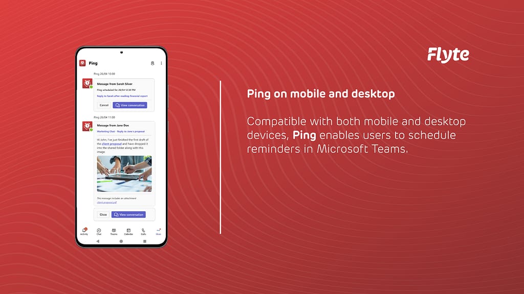 1366x-ping-mobile-web Compatible with both mobile and desktop devices, Ping enables users to schedule reminders in Microsoft Teams